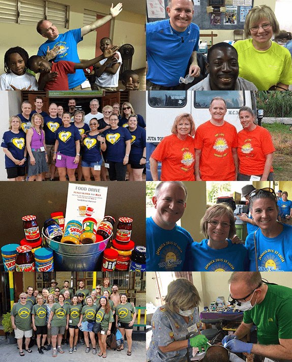 Collage of images of Federal Way dentist and team members at community events