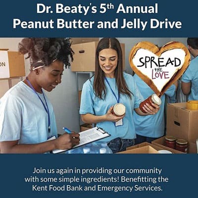 Announcement for Federal Way dentist's fifth annual peanut butter and jelly drive