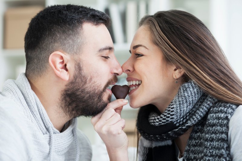 Patient with good oral health on date